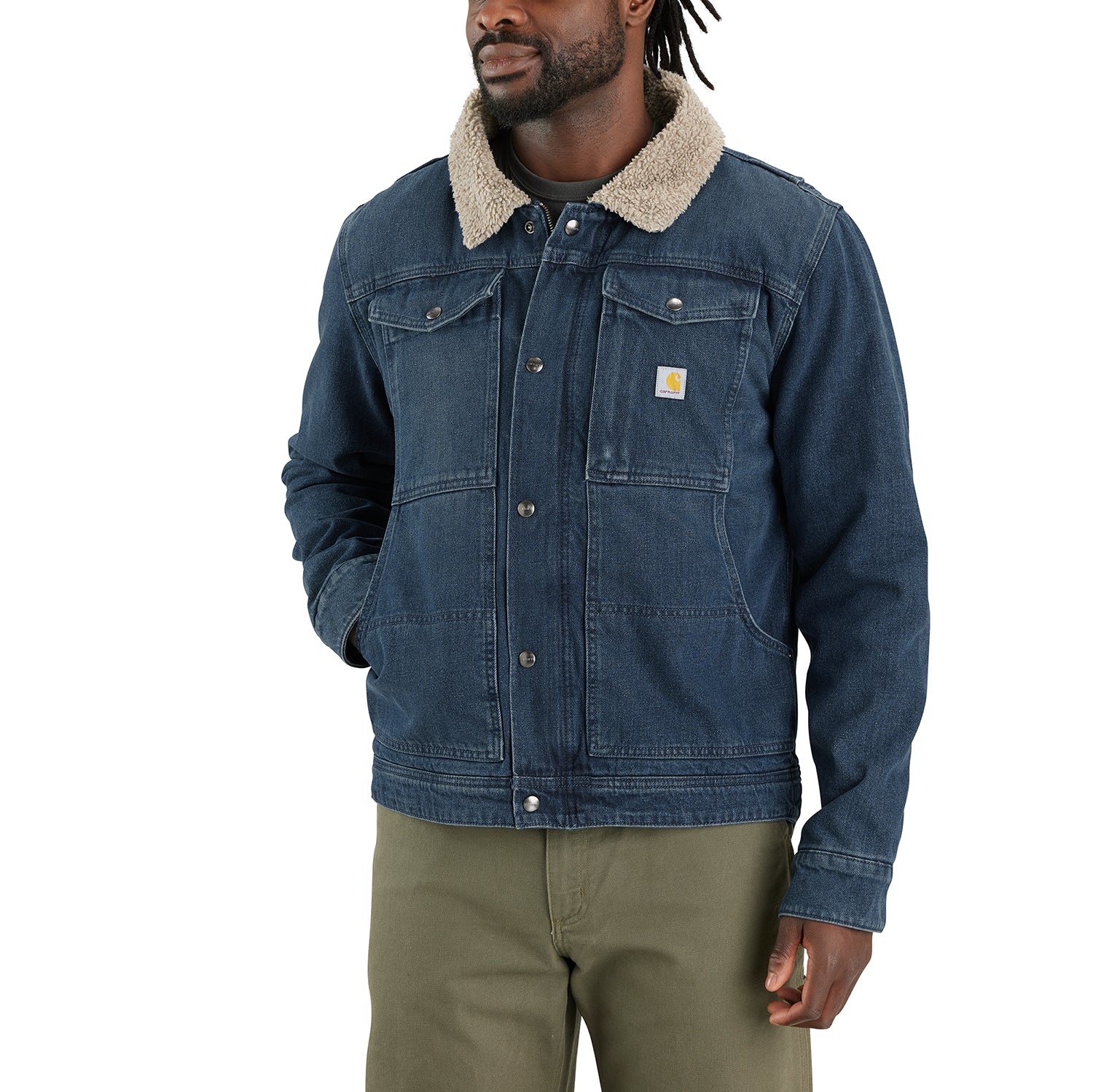 Relaxed Fit Denim Sherpa Jacket -Mens - Image 2