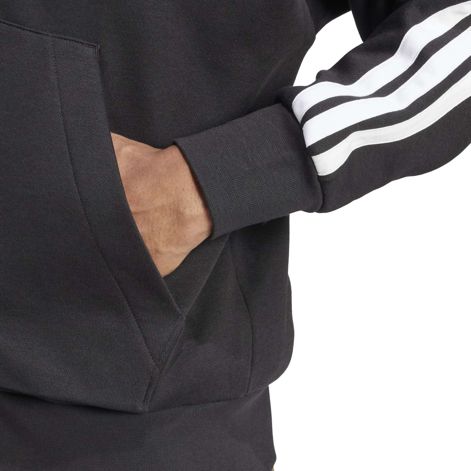 Essentials 3 Stripes Fleece FZ Hoody -Mens - Image 5