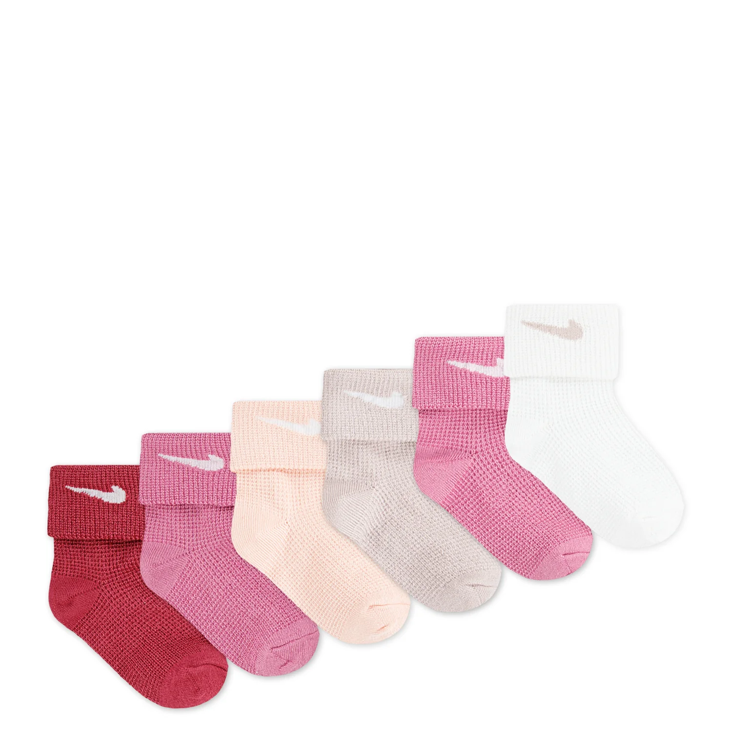 6 Pack Toddler Swoosh Waffle Knit Cuff Sock - Image 2