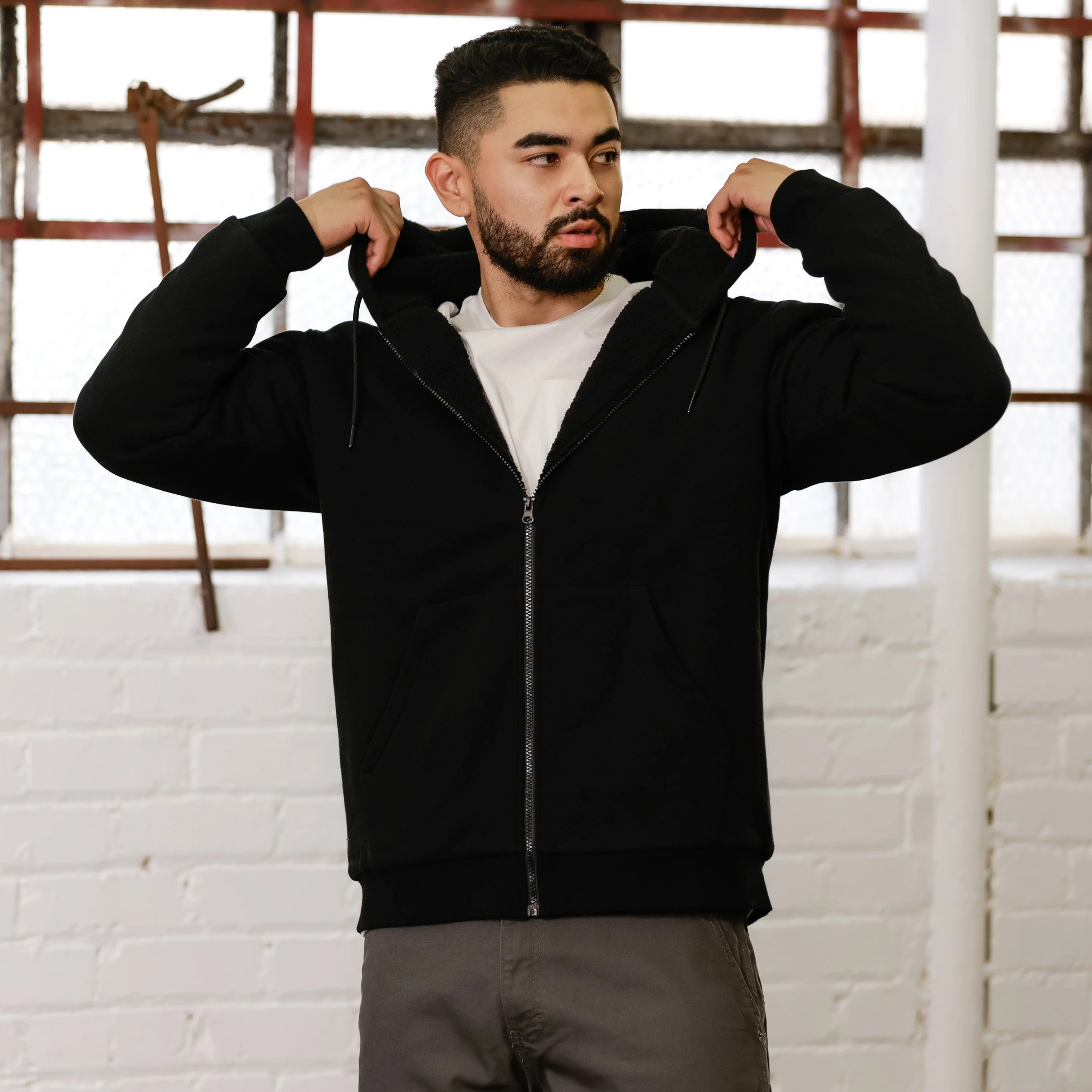 Sherpa Lined FZ Hoody - Mens - Image 2