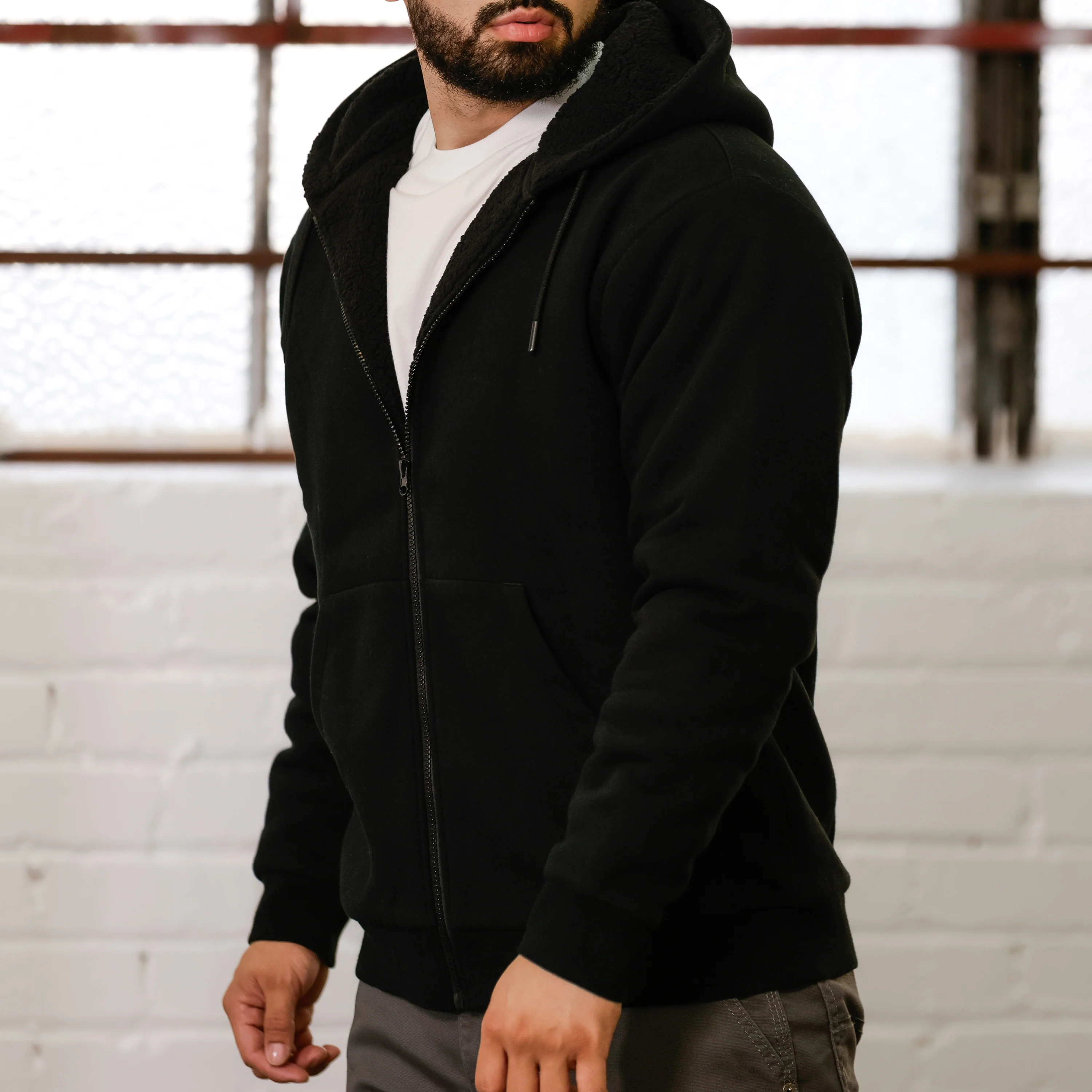 Sherpa Lined FZ Hoody - Mens - Image 4